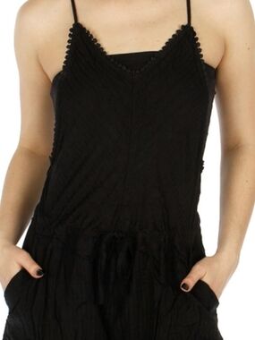 5th & Love Black Picot-Trim Spaghetti Strap Romper